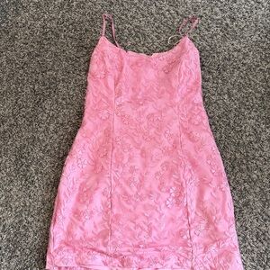 Lulu's Pink Lace Floral Dress